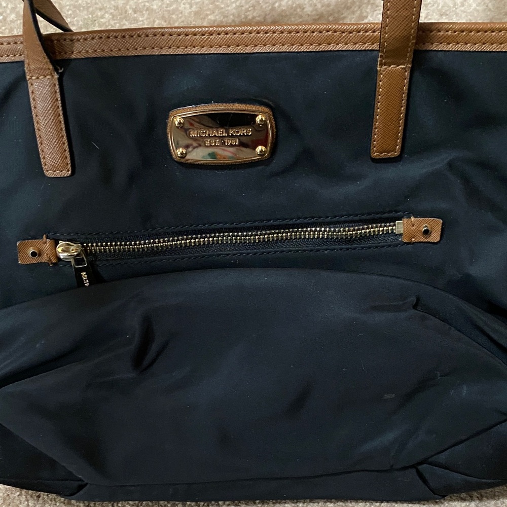 Michael Kors Black Tote with Brown Accents